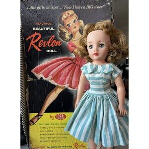 Ideal Miss Revlon VT-18  Doll Aqua Striped Dress Original  Box 18"